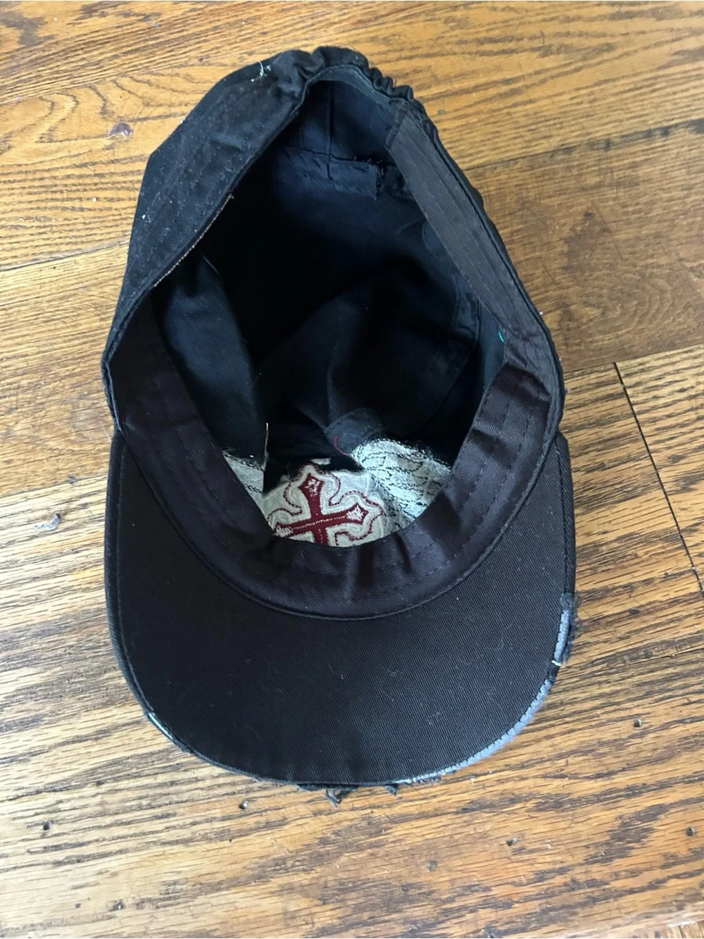 Vintage Womens Leader Hat Cap Bling Distressed Cross Angel Wings Y2K Goth Edgy